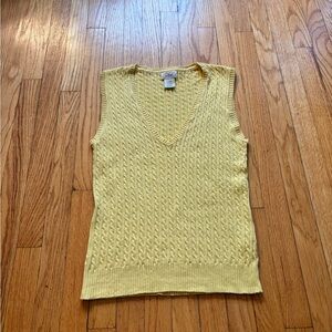 L.L. Bean Butter Yellow XS Cable Knit Sweater Vest